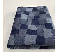 Tissu denim au mètre Tissus en coton jean lavé Jacquard tissu jean pour couture Treillis de patch 170 cm De Large Pour le bricolage, la décoration intérieure Matériel de Couture(Color:Bleu foncé)