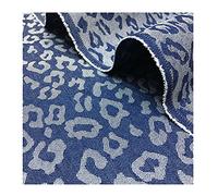 Tissu denim délavé, Tissu denim en coton jacquard léopard multicolore for la couture de pantalons, robes et shorts(2#)