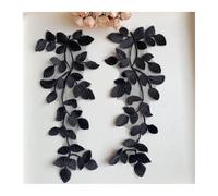 Tissu Dentelle 1 paire de patchs brodés à motif de branches et feuilles blanches et noires, for la réparation de vêtements et de logements, accessoires de bricolage, 31 x 12 cm(Black)