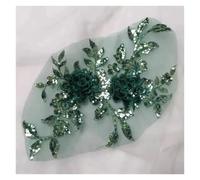 Tissu Dentelle 1 pièce de patch de broderie en maille à paillettes for fleurs, réparation de couture, bricolage, dentelle florale, tissus appliqués(Green)