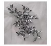 Tissu Dentelle 1 pièce de patch de broderie en maille à paillettes for fleurs, réparation de couture, bricolage, dentelle florale, tissus appliqués(Grey)