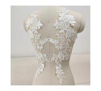Tissu Dentelle Appliques de mariage à fleurs blanches, tissu en maille de dentelle brodée, patchs à coudre for mariée, robe de soirée, décoration DIY, 2 pièces