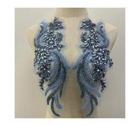 Tissu Dentelle Plus de couleurs de patchs appliqués en strass faits à la main à coudre sur les cols for robe de mariée(Light blue)