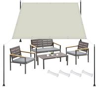 Tissu d'ombrage 300 x 500 cm Multi Couleur et Taille, 185G/㎡, Anti UV, Couverture d'ombrage Extérieure avec Oeillets et Cordons pour Serre, Jardin, Pergola, Piscine, Blanc cassé