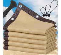 Tissu d'ombrage à 90 % pour extérieur, filet d'ombrage respirant avec œillets pour serres, pergolas et terrasses, voile d'ombrage beige, disponible en tailles 2, 10 m (6 x 11 m)