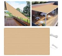 Tissu d'ombrage respirant avec œillets, protection UV, 1,5 x 7 m, pour jardin, sable jaune, comprend un kit d'installation, parfait pour la protection solaire