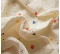 Tissu double gaze 100/200x135cm au mètre en coton 2 couches en mousseline froissée colorée et douce
