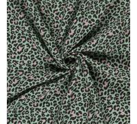Tissu Double gaze de Coton Jungle léopard Pop sur fond Vert amande - Par 50 cm