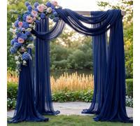 Tissu drapé pour arche de mariage, 2 panneaux de 6 m, bleu marine, voilage de fenêtre, cantonnière pour table, événement, fête, décoration d'intérieur (2 panneaux), bleu marine