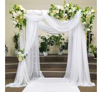Tissu drapé pour arche de mariage, rideau en mousseline de soie transparente, décoration d'arche de mariage, décoration pour cérémonie, arche de scène, décoration de plafond, 300 x 75 cm (blanc)