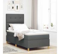 Tissu Durable réglable Moderne 80 x 200 cm Gris | Lit à Ressorts avec Matelas Gris Foncé 80x200 cm Tissu, 1 Personne avec Tête de Réglable, Cadre à Lattes en Pin Massif, Lit