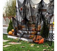 Tissu effrayant noir d'Halloween - Décorations de fête - 73 x 183 cm - Tissu effrayant pour maison hantée, extérieur ou intérieur