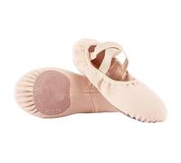 Tissu élastique Formation de Danse Latine Adulte Femmes Fille Chaussure en Daim Semelle Souple Ballet Enfants Chaussures de Formation de Danse(Flesh,34)