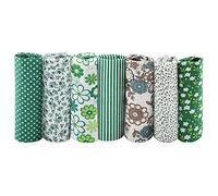 Tissu en Coton 25X25cm, 7 Pièces, Carrés Assortis, Pré-découpés, Points Floraux Artisanaux, Kit de Literie Assorti, Matériel de Quilting, Bricolage(Vert)