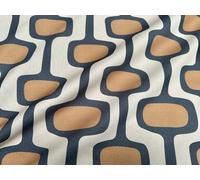 Tissu en coton à motif géométrique rétro des années 70 - Tissu d'ameublement - Terre cuite et crème - 140 cm de large - Vendu au mètre