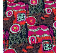 Tissu en coton imprimé ethnique, matériau doux et dense de haute qualité avec motif aborigène pour matelassage, patchwork, couture, literie, vêtements, poupées (018)