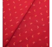 Tissu en coton pur à haute densité par The Yard, base rouge imprimé lapin dessin animé, tissu en coton pour vêtements, fabriqué au Japon, 144,8 cm de large, convient pour robe, chemise, jupe