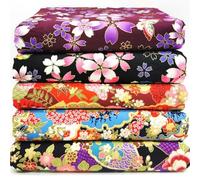 Tissu en Coton Style Japonais Patchwork Avec Motif Floral - Paquets de Coton Bronzage pour Couture, Décoration et Vêtements