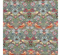 Tissu en coton - William Morris Strawberry Thief Grey - Imprimé floral et oiseau - Tissu artisanal au mètre