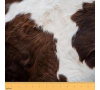 Tissu En Cuir de Vache Tissus Au Metre,Tissu de Décor D'Intérieur,Tissu de Décor de Vache de Faune Africaine,Animaux de Ferme Rustique de L'Ouest Tissu Intérieur et Extérieur,Brun Blanc,92x150 (HxB)