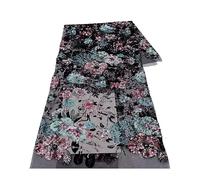 Tissu en dentelle à paillettes florales, 5 yards, perlée, 130cm