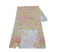 Tissu en dentelle à paillettes florales, 5 yards, perlée, 130cm