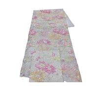 Tissu en dentelle à paillettes florales, 5 yards, perlée, 130cm