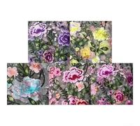 Tissu en dentelle brodée de pivoine vive pour un design créatif de robe, fabriqué à partir de dacron confortable (bleu)