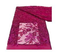 Tissu en dentelle de 5 yards, broderie perlée Bugle Floral lourd, 130cm