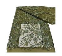 Tissu en dentelle de 5 yards, broderie perlée Bugle Floral lourd, 130cm