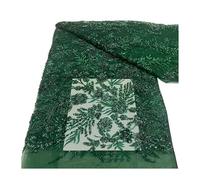 Tissu en dentelle de 5 yards, broderie perlée Bugle Floral lourd, 130cm