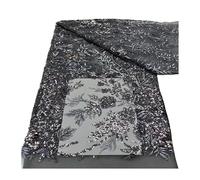 Tissu en dentelle de 5 yards, broderie perlée Bugle Floral lourd, 130cm