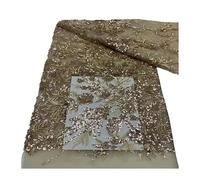 Tissu en dentelle de 5 yards, broderie perlée Bugle Floral lourd, 130cm