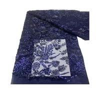 Tissu en dentelle de 5 yards, broderie perlée Bugle Floral lourd, 130cm