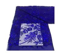 Tissu en dentelle de 5 yards, broderie perlée Bugle Floral lourd, 130cm