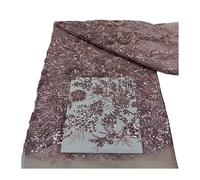 Tissu en dentelle de 5 yards, broderie perlée Bugle Floral lourd, 130cm