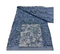 Tissu en dentelle de 5 yards, broderie perlée Bugle Floral lourd, 130cm