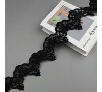 Tissu en dentelle et perles dorées de 1 yard, 9 cm de large, motif floral de Venise, garniture en maille, applique, couture artisanale pour robes de mariée, noir