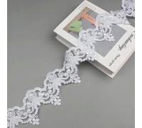 Tissu en dentelle et perles dorées de 1 yard, 9 cm de large, motif floral de Venise, garniture en maille, applique, couture artisanale pour robes de mariée, ivoire