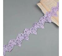 Tissu en dentelle et perles violettes de 9 cm de large, 1 yard, motif floral de Venise, maille de Venise, garniture en dentelle, applique, couture artisanale pour robes de mariée, violet clair, 1 ya