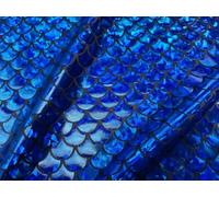 Tissu en élasthanne extensible et brillant en forme d'écailles de sirène - 150 cm de large - Pour costumes et loisirs créatifs (bleu roi sur noir, 2 mètres)