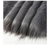 Tissu en fausse fourrure à poils longs, Tissu en fausse fourrure The Squares, poils longs de 12 cm, 50 x 180(Dark Grey)