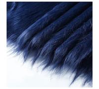 Tissu en fourrure artificielle, Tissu en fausse fourrure The Squares, poils longs de 12 cm, 50 x 180(Dark Blue)