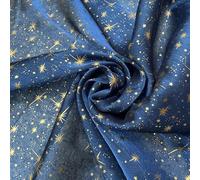 Tissu en organza à coudre - 150 cm x 1 m - Aspect étoile à paillettes - Légèrement brillant - Pour décoration, bricolage, vêtements faits à la main, robe de mariage, rideaux, nappe - Bleu foncé