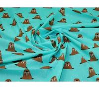 Tissu en polycoton imprimé bleu sarcelle - au mètre