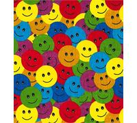 Tissu en polycoton imprimé - Smiley arc-en-ciel - 1 m x 110 cm x 100 cm