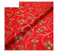 Tissu en satin fluide et soyeux, Tissu satiné à fleurs en brocart multicolore 50-200x75cm for la couture de kimono Cheongsam(Red,100x75cm(1m))