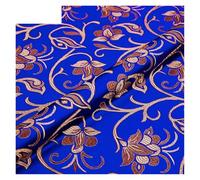 Tissu en satin fluide et soyeux, Tissu satiné à fleurs en brocart multicolore 50-200x75cm for la couture de kimono Cheongsam(Sapphire Blue,100x75cm(1m))