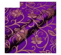 Tissu en satin fluide et soyeux, Tissu satiné à fleurs en brocart multicolore 50-200x75cm for la couture de kimono Cheongsam(Violet,100x75cm(1m))