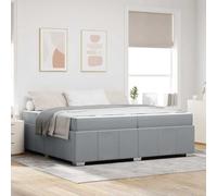 Tissu et Bois ingénierie Design Moderne Minimaliste Gris 200 x 200 cm | Cadre de lit avec matelas 200x200 cm Gris clair Tissu Literie Complete Empereur Moderne avec Tete de Lit Facile Assemblage